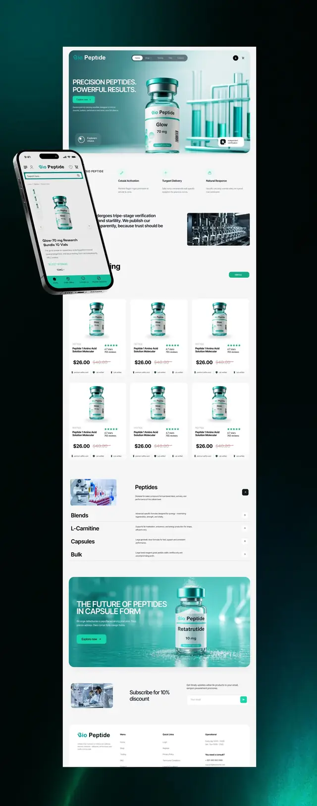 Bio Peptide website, full page