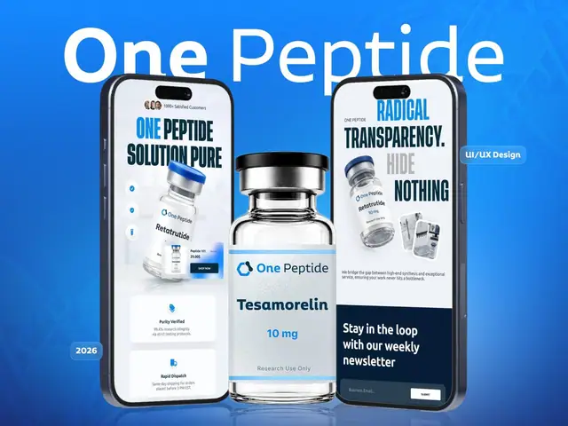 One Peptide website case study, slide 1 of 15