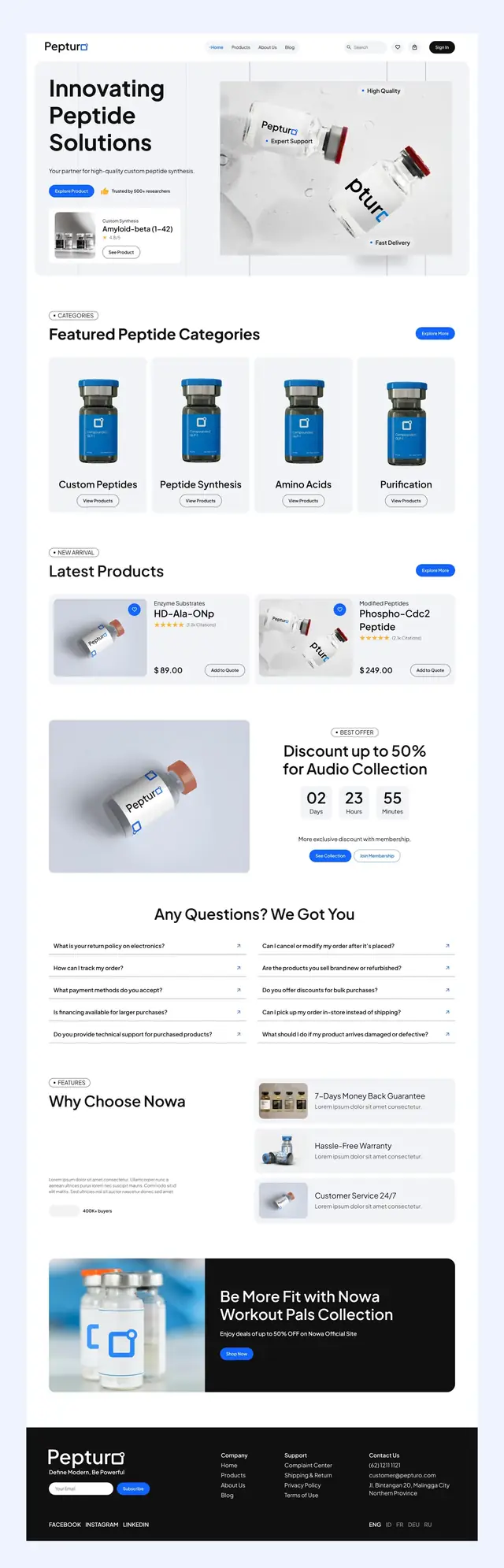 Pepturo website, full page
